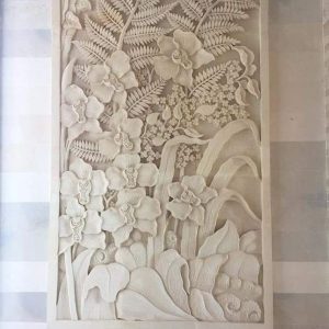 Ornamen Relief Batu Alam Bali Motif Bunga dan Daun ukiranbali.com