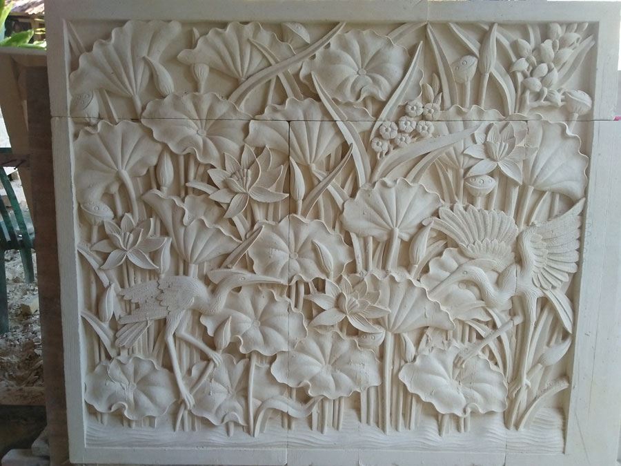Ornamen Relief Ukiran Bali Motif Burung Bangau Teratai Ornamen Relief Ukiran Bali Motif Burung Bangau Teratai ukiranbali.com