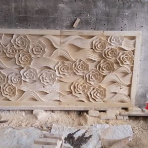 Relief Bali Ukiran Batu Alam Motif Bunga dan Daun ukiranbali.com