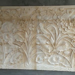 Relief Dinding Minimalis Motif Burung dan Daun ukiranbali.com