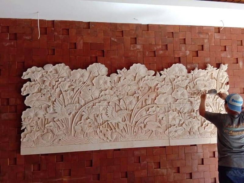 Relief Dinding Daun Lotus Relief Dinding Daun Lotus ukiranbali.com