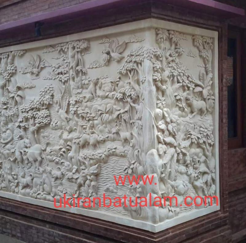 relief dinding rumah mewah flora fauna - UkiranBali.com