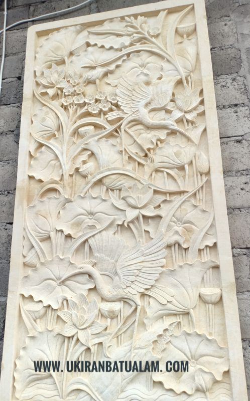 Ukiran Dinding Motif Daun Lotus/Burung Bangau Ukiran Dinding Motif Daun Lotus/Burung Bangau ukiranbali.com