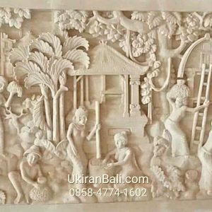 Ukiran Dinding Depan Rumah Motif Aktivitas Masyarakat Bali ukiranbali.com